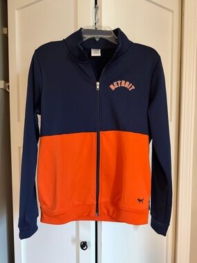 Detroit Tigers PINK Zip-Up Track Jacket - Navy & Orange Women’s Size Large